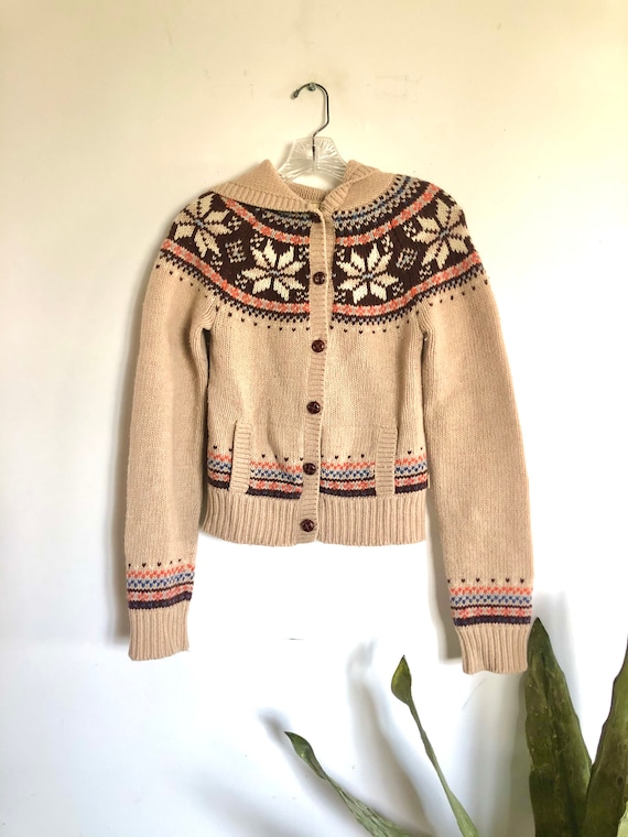 Vintage 70s style knit hippie boho 1970s sweater b
