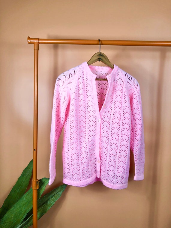 Vintage pink cardigan cute over sized retro hippi… - image 1