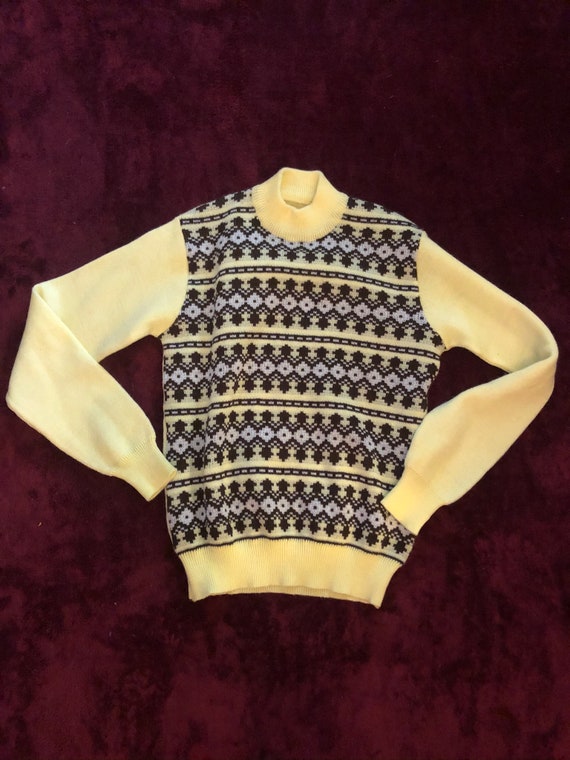 Vintage yellow kids or womens xs turtle neck swea… - image 1