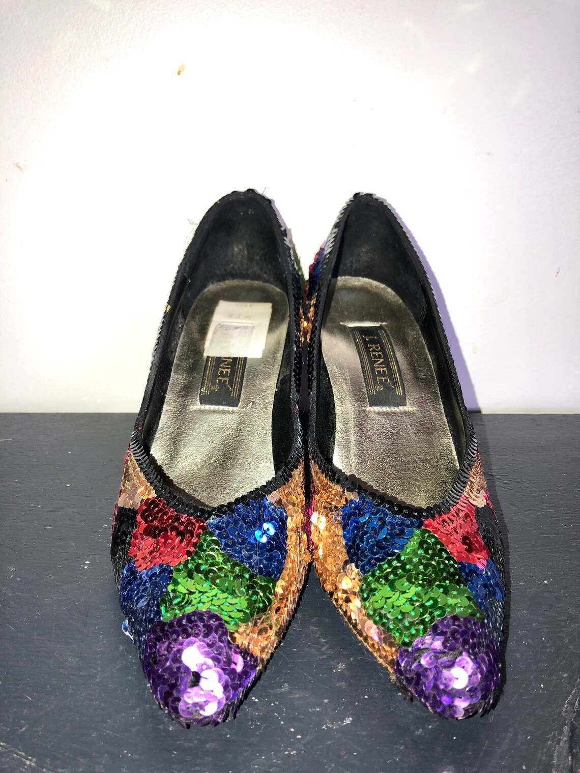 rainbow sequin heels