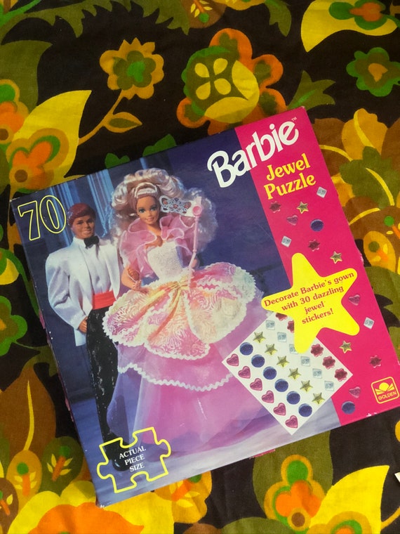 Vintage 1980s 1990s Barbie Doll Game Jewel Puzzle Gift Nostalgic