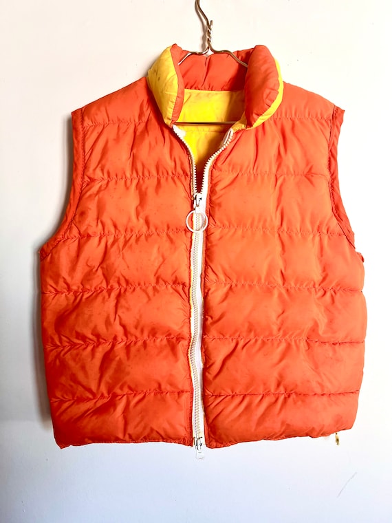 1980s Orange and Yellow Puffer Vest 
