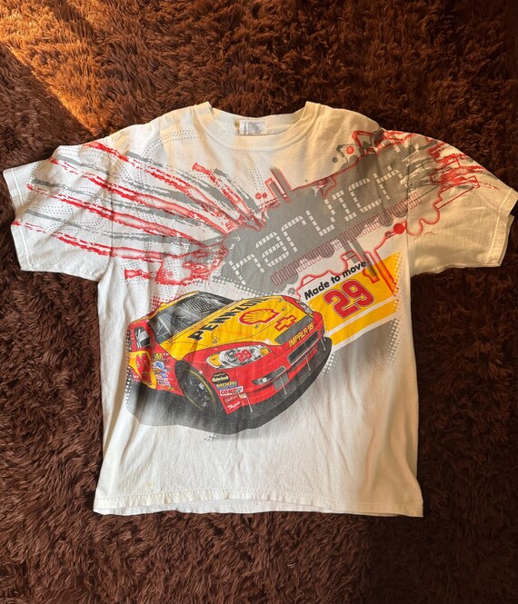 vintage 90s y2k race car racing t shirt harvick 29 shell impala tee retro fashion nascar