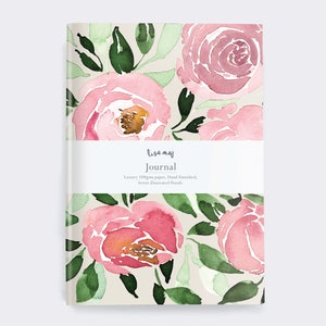 A5 dot grid notebook, choose from line or dot grid pages. Floral Junk Journal with a pretty vintage floral cover. Gratitude Journal