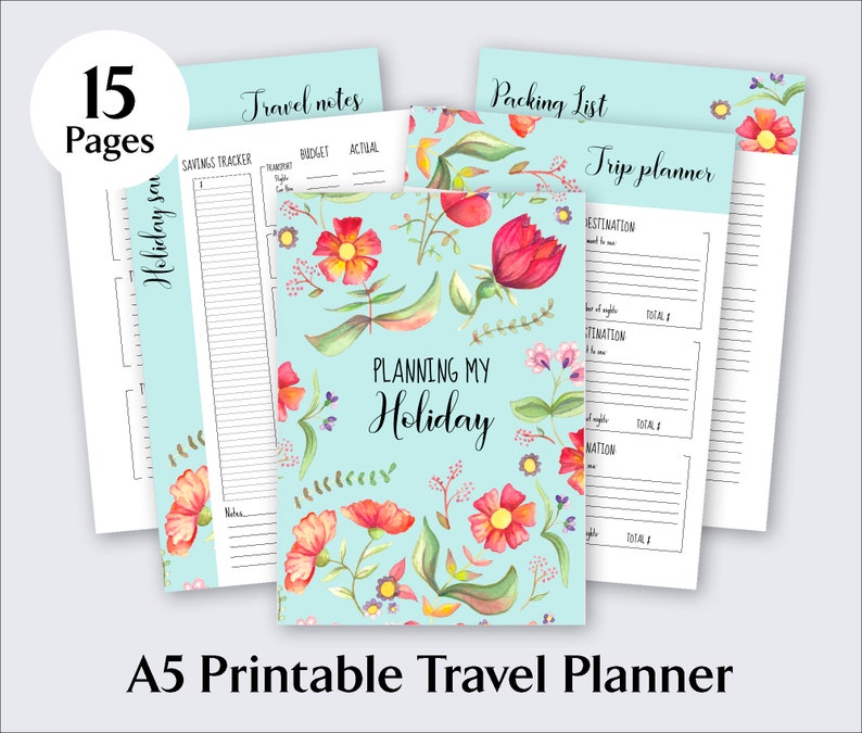 A5 Planner Inserts Printable Travel Journal Pages. Holiday Etsy