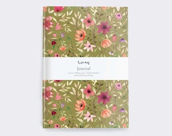 Dot Grid Journal with a Vintage Floral cover. Choose lined or dot grid pages. Use as a bullet journal, gratitude journal or Floral notebook.
