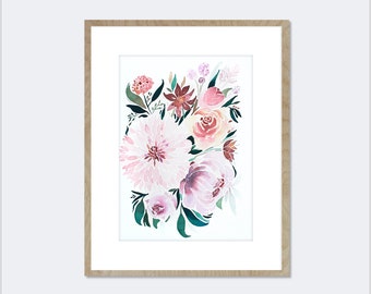 Australian Watercolour Painting, Original Watercolour Floral Painting, Peonies and roses small painting for home decor
