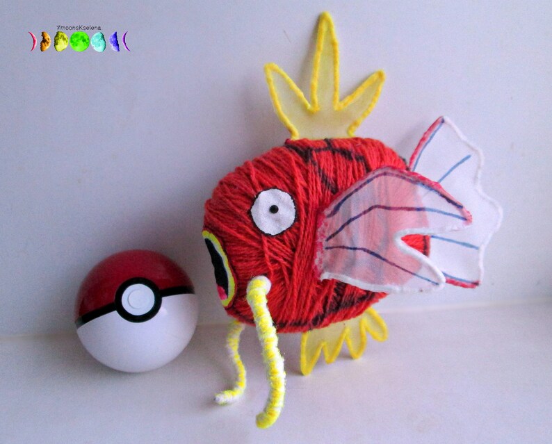 Magikarp Toy Fish Pokemon Go Yarn Figures Plushies Gift Ideas Handmade Gamer Gifts Room Decor Children Anime Cartoon Cool Fun Action Figures