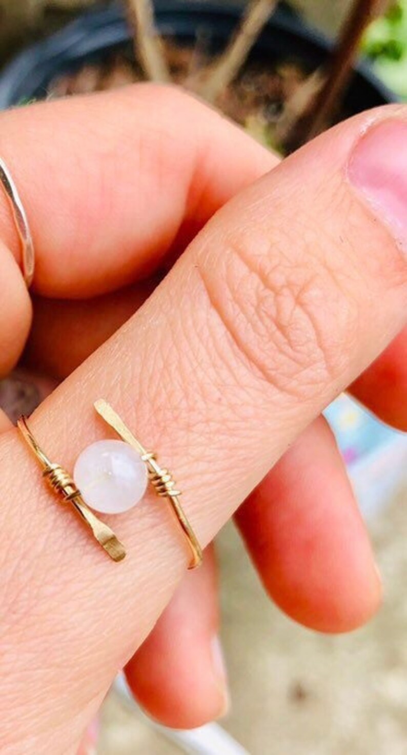 14k Rose Gold Filled Sterling Silver Wire Wrapped Gemstone Ring Gemstone Jewelry,Bohemian,Hippie 14k Gold Filled