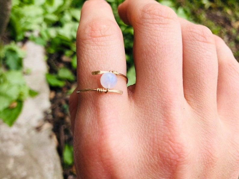 14k Rose Gold Filled Sterling Silver Wire Wrapped Gemstone Ring Gemstone Jewelry,Bohemian,Hippie 14k Gold Filled