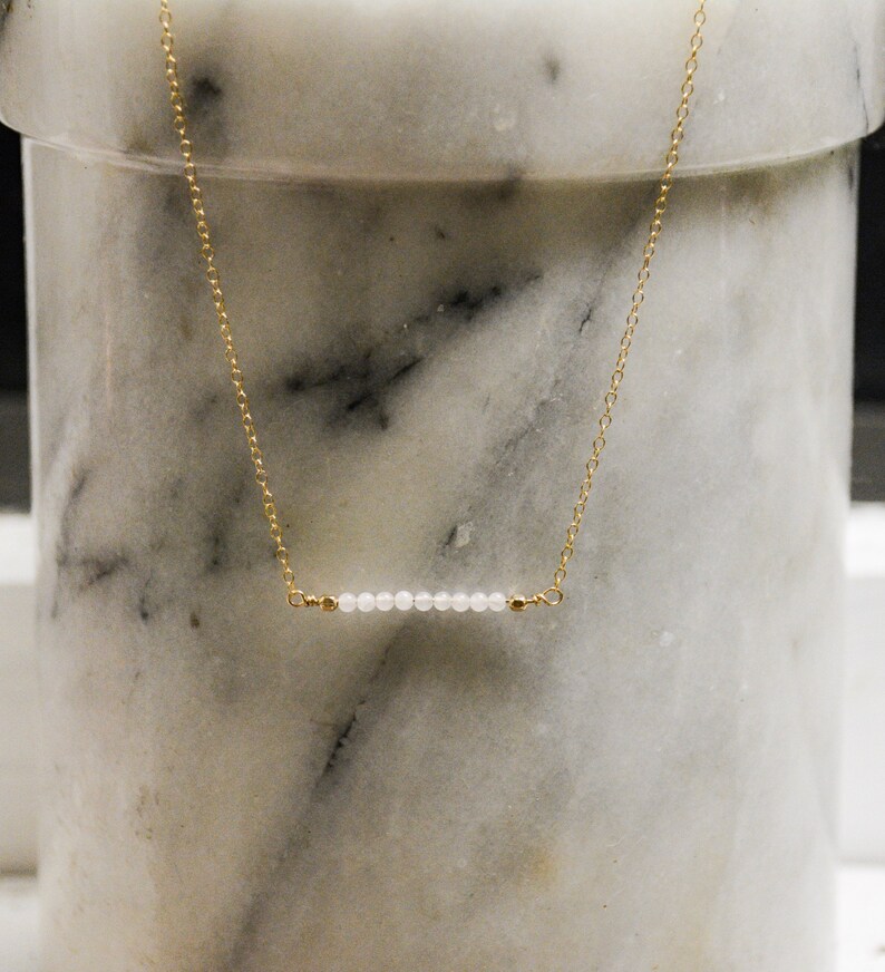 Dainty Necklace Minimal Jewelry Gemstone Bar Necklace 14k Gold Filled