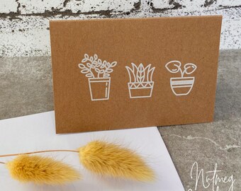 3 Indoor Plants - Mini Greeting Card - A7