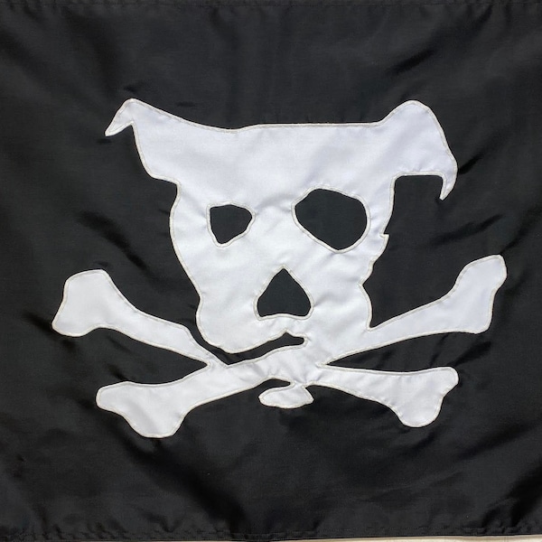 Handgenähte Piratenhund-Flagge (verschiedene Größen): appliziert, hochwertig, hergestellt in den USA, für den Außenbereich, handgefertigt