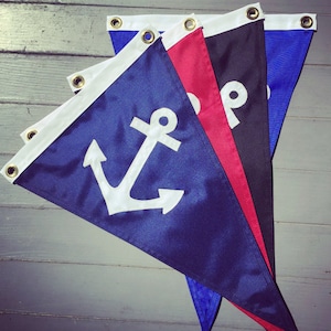 Anchor Pennant (Various Sizes/Colors):Handmade, nautical decor, boat flag, porch decor idea, housewarming gift, anchor art, Made in the USA