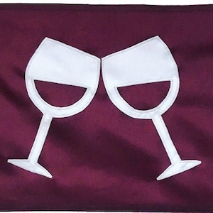 Doppelte Weingläser Flagge: Handgenähter Rotwein, Merlot, Sirah, Cabernet, Weinliebhaber, Bootsflagge, Hausflagge, appliziert in den USA
