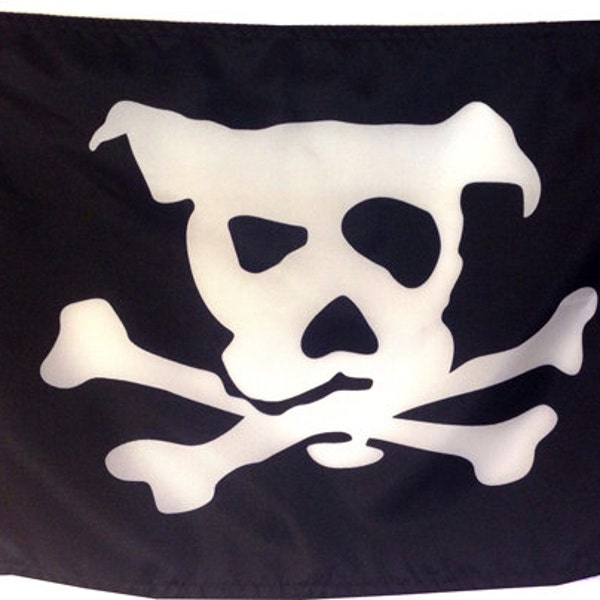 Pirate Dog Screen-Printed Flag (Various Sizes) : Boating, Outdoor, Made in the USA