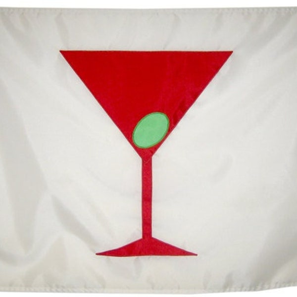 Cocktail Glass Flag/Pennant (Various Sizes/Colors): Martini with olive, handmade, unique, vintage, happy hour, house, boat, party decoration