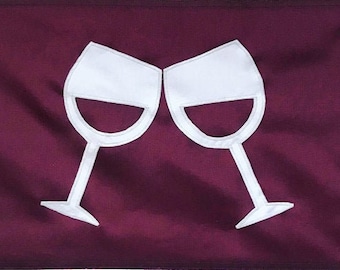 Double Wine Glasses Flag : Handsewn Red Wine, Merlot, Syrah, Cabernet, Wine Lover, Boating Flag, House Flag, Appliqued in the USA