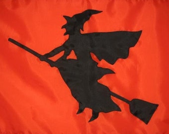 Witch Flag (Various Sizes) : Handsewn, Decorative, Halloween House or Boat Flag
