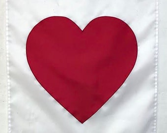 Heart House Banner : 28&quot; x 39&quot;, Appliqued, Decorative, Valentine&#39;s Day, Porch Flag, Pole Sleeve