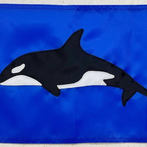 Orca Whale Flag or Pennant (Various Sizes/Colors) :Handsewn, nautical, decor, boating flag, porch flag, Save the Whales, Made in the USA