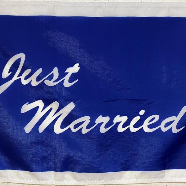 Bandera de recién casados (varios tamaños): regalo de boda único, recuerdo de decoración de boda náutica de coche o barco