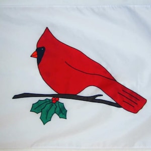 Bandeira Cardinal: Costurada à mão, feriado, pássaro, bandeira decorativa de casa