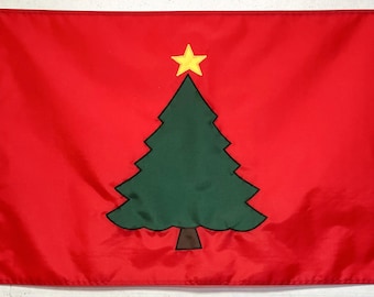 Christmas Tree Flag: Handsewn, Holiday Porch Decor