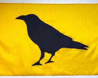 Crow Flag: Handmade Appliqued Raven Decor, USA Made