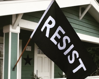RESIST SEWN FLAG : Black and White, Handsewn, 3'x5', Resistance, Protest Flags