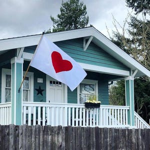 Bandera y banderín de corazón (varios tamaños): Día de San Valentín hecho a mano, cosido a mano