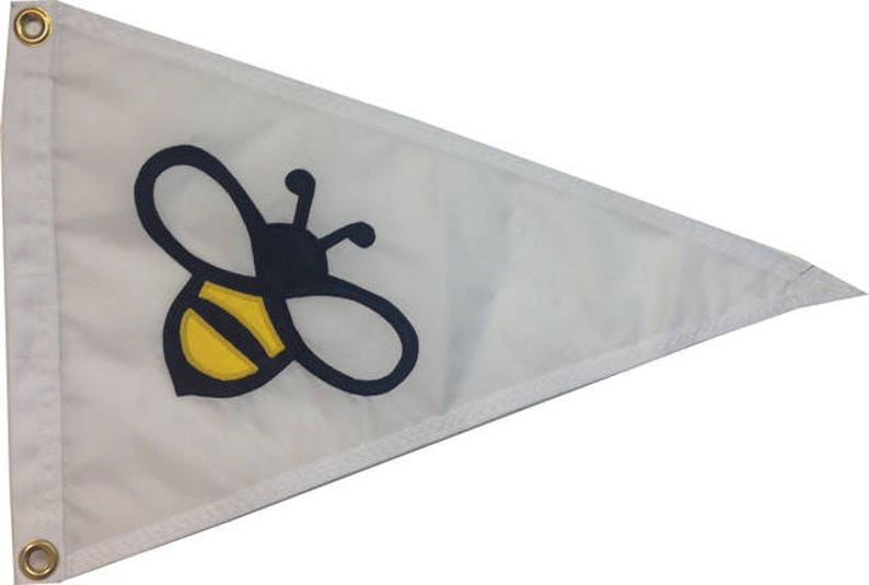 Bee Flag or Pennant Various Sizes:Handsewn, bees, honeybee, bumblebee, bee keeper, decorative, garden flag , boat flag, Made in the USA Pennant