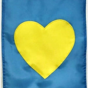 Ukrainian Colors Heart Garden Banner: Handmade outdoor garden flag
