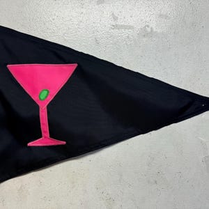 Pink Cocktail Glass Flag or Pennant (Various Sizes) : Handsewn, Happy Hour, House Flag, Boating Pennant, Vodka, Gin, Martini with Olive