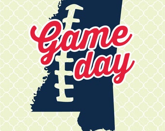 Game Day Mississippi Football SVG DXF Files for Cricut Design, Silhouette studio