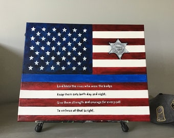 Thin Blue Line Flag Prayer - 16x20 Custom Order