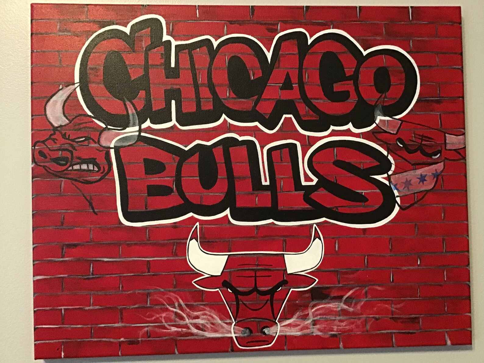 Chicago Bulls Graffiti 16x20 Canvas Painting Etsy