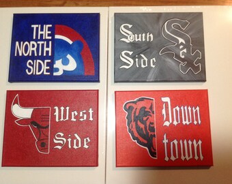 Chicago 4-Pack - 8x10 - Northside Cubs, Southside Sox, Westside Bulls, Downtown Bears