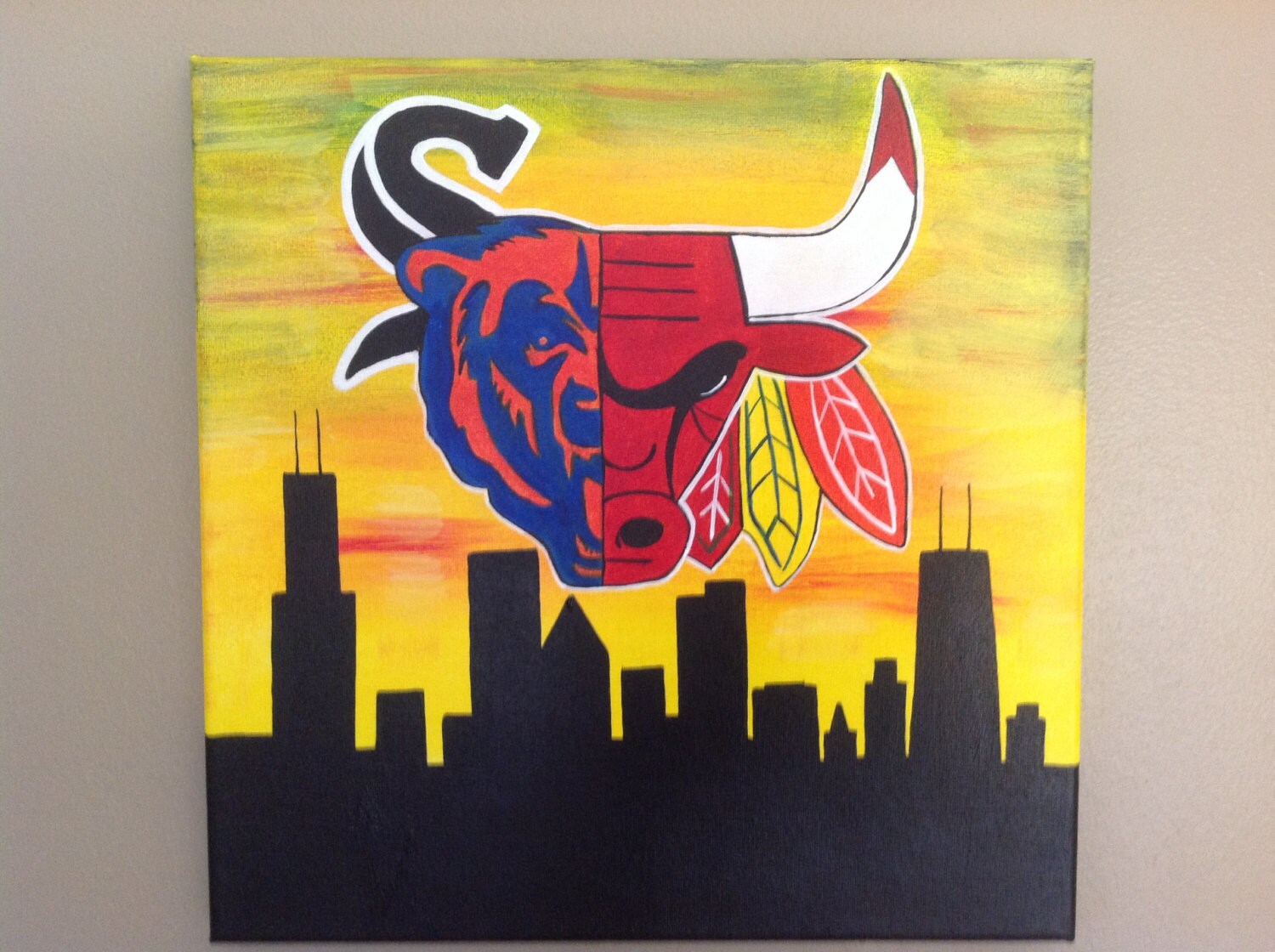 Chicago Art All Sports Cityscape with White Sox 12x12 Etsy