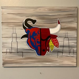 Chicago All Sport Faux Wood Background-White Sox, Bears, Bulls, Blackhawks