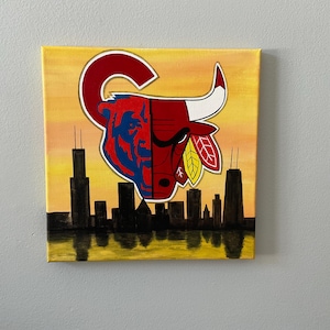 Chicago Art - All Sports with Cubs Cityscape 12x12