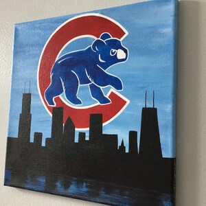 Chicago Cubs Walking Cubbie Bear Cityscape Silhouette 12x12 image 8