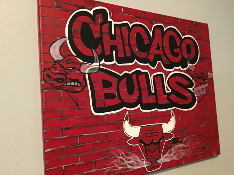 Chicago Bulls Graffiti 16x20 Canvas Painting Etsy