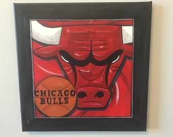 Chicago Bulls 12x12 Abstract with faux frame