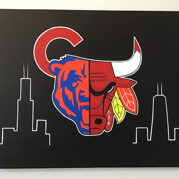 Chicago Sports Art Etsy