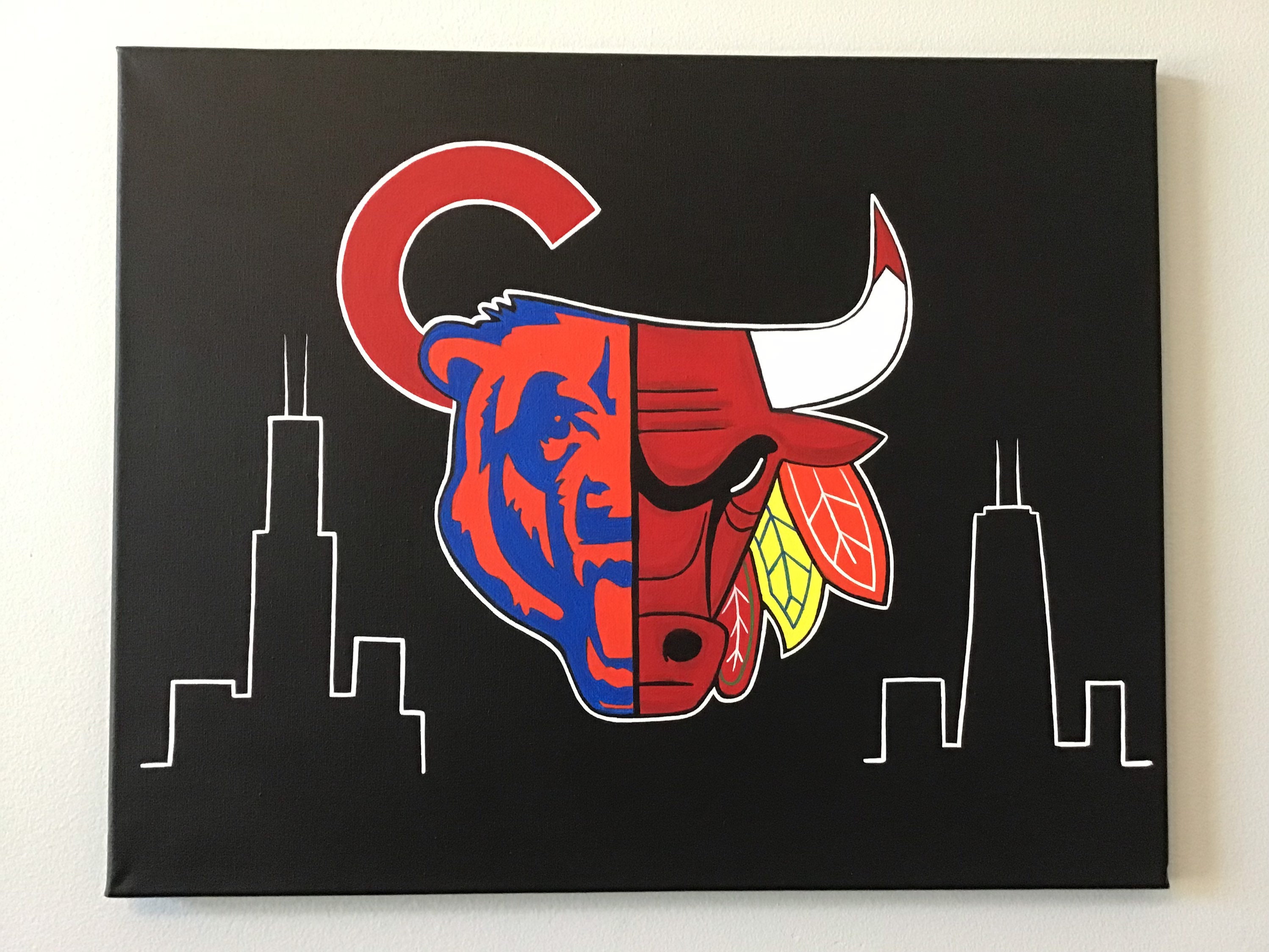 Chicago Art - All Sports Teams - Cubs, Bears, Bulls, Blackhawks - Etsy, image size:2996x2248