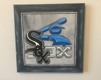 Chicago White Sox 12x12 Abstract with faux frame