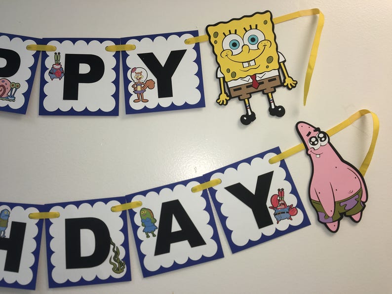 Bandera de cumpleaños de Bob Esponja | Etsy