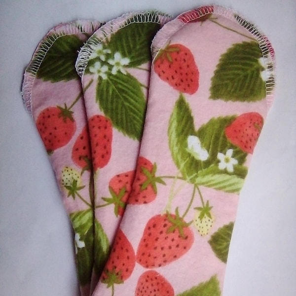 Momma Pads-Bladder Leakage-Exercise Accidents-Urinary Incontinence-100% Cotton Flannel Pads-Summer Strawberry-Baby Shower Gift-Expectant Mom