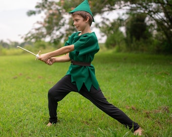 Peter Pan/Robin Hood Costume 3 Piece Felt Dress Up Pretend Play Girl or Boy Halloween- Girl Sizes Available